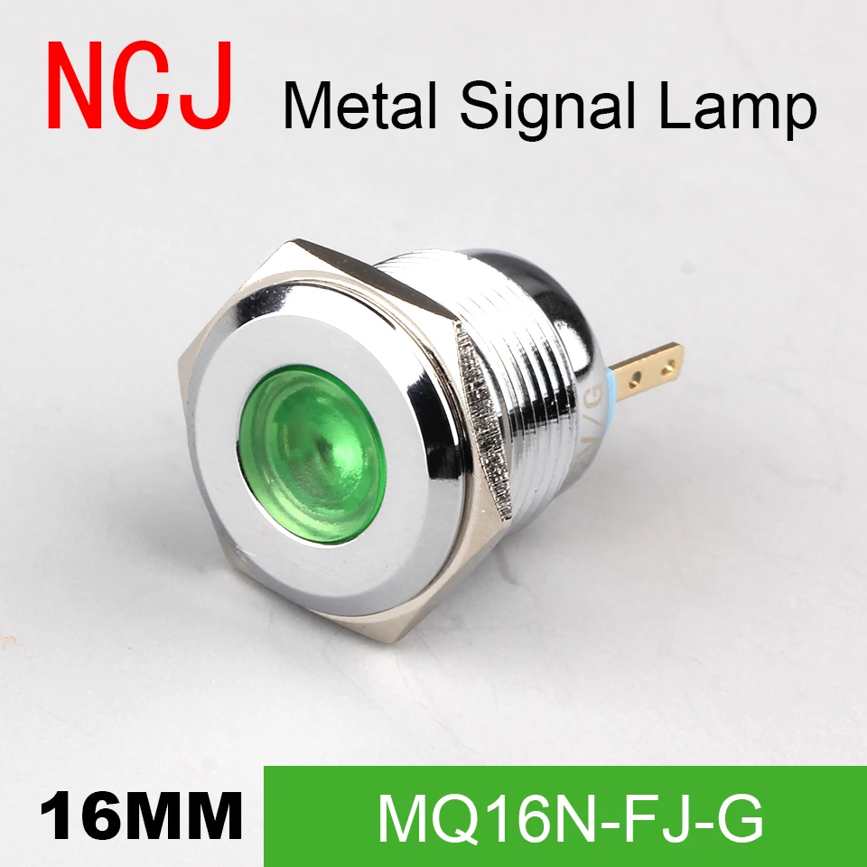 

NCJ 16mm Metal LED Signal lamp Indicator pilot Warning light Signalization boat car panel dashboard 3V 6V 12V 24V 110V 220V