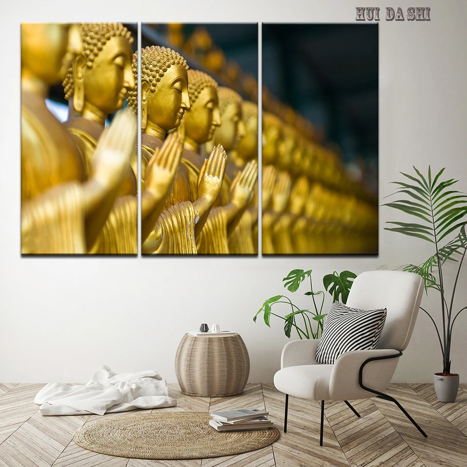 Painting Canvas Living Room Modern Home Decor Poster Modular 5 Panel Buddha Statue Face HD Printed Wall Art Framework Picture | Дом и сад