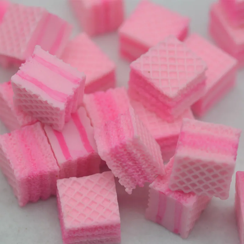 30 шт./упак. розовый цвет вафель для печенья из смолы Имитация пищевых продуктов