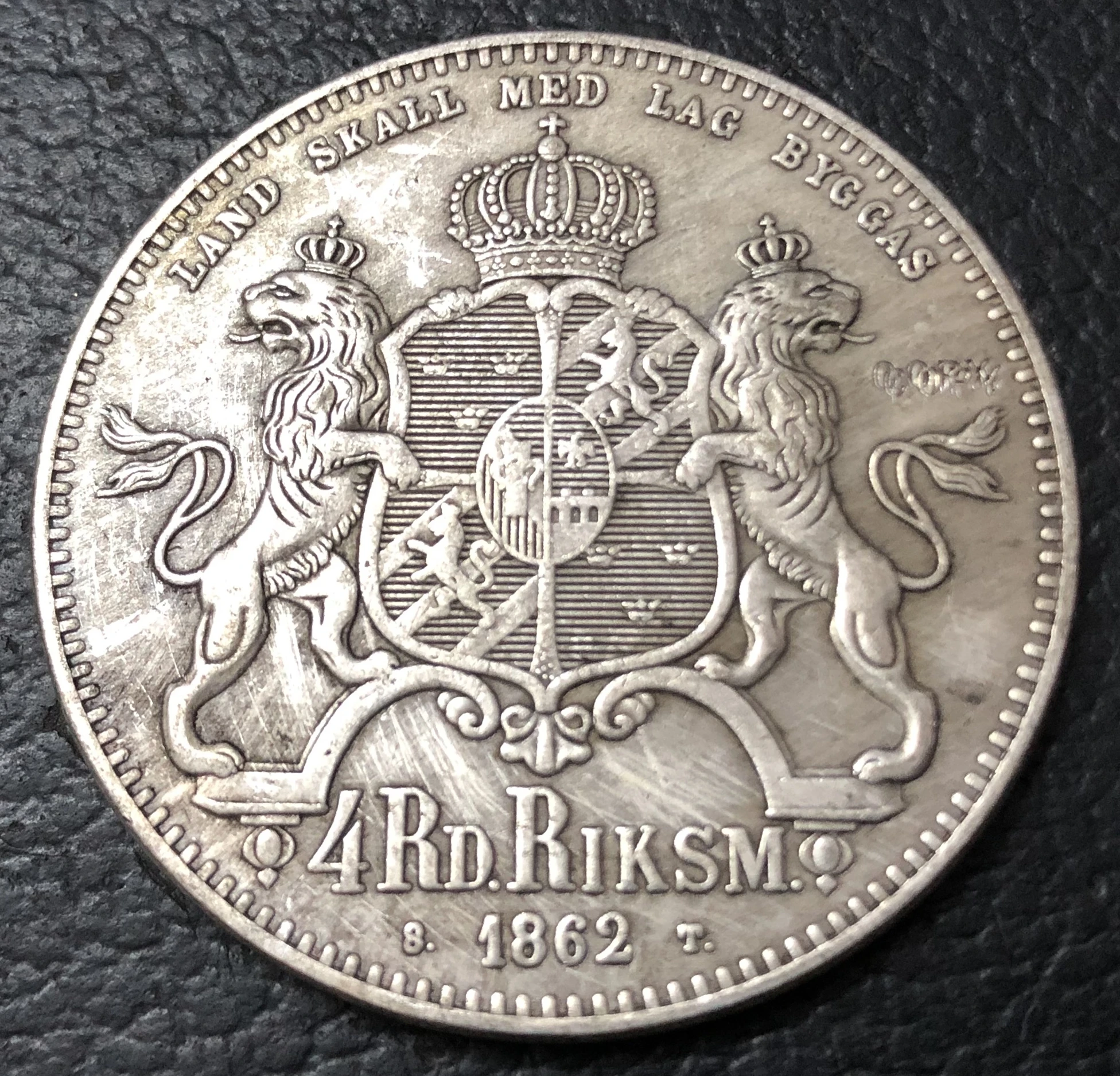 

Копировальная монета 1862 Швеция 4 Riksdaler Riksmynt - Карл XV