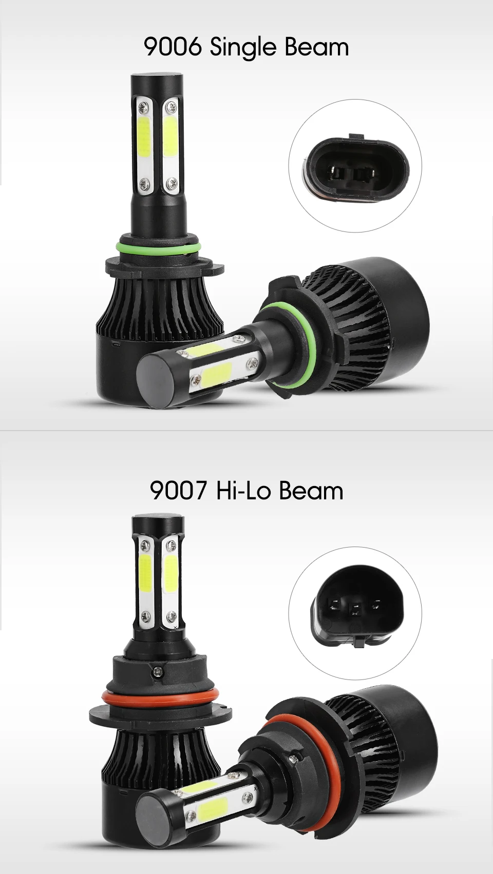 Partol 4 стороны светлые H4 H7 H11 9005 9006 COB 100 W 10000LM автомобиля, противотуманные LED лампочки 6500 K авто светодиодные фары автомобиля огни 12 v 24 v