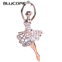 blucome fashion figure brooch crystal ballet girl brooches women children dress hat clip clothes jewelry gift party accessories