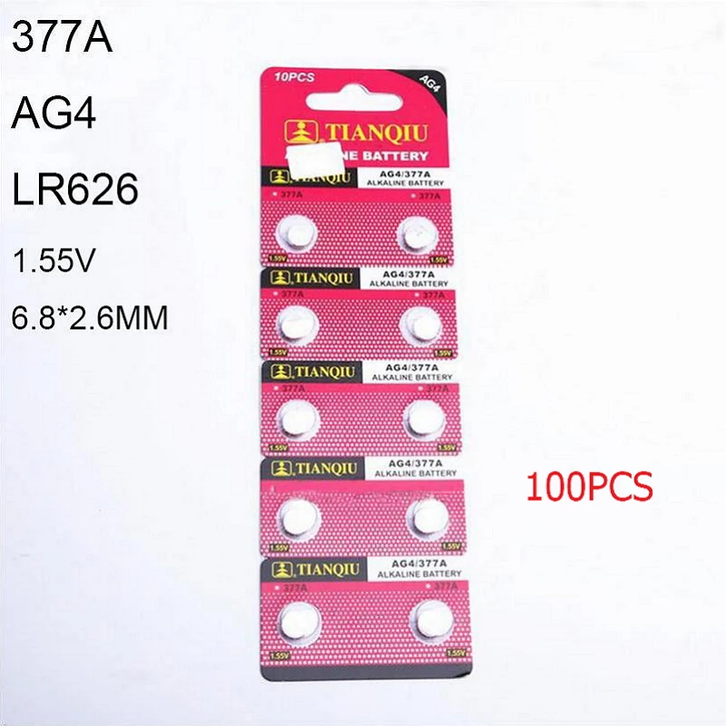 100 шт. AG4 LR626 377A 1 55 в 6 8*2 мм щелочные батарейки аксессуары для часов электронные