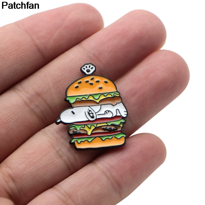 Patchfan мультфильм гамбургер собака цинк галстук значки пункт рубашка сумка Одежда Кепка рюкзак броши для обуви для значков медалей A1913