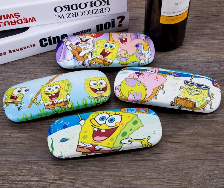 Spongebob комический персонаж мультфильма милый креативный мальчик и девочка студентка близорукость очки чехол Портативный Мода леди Чехол для очков