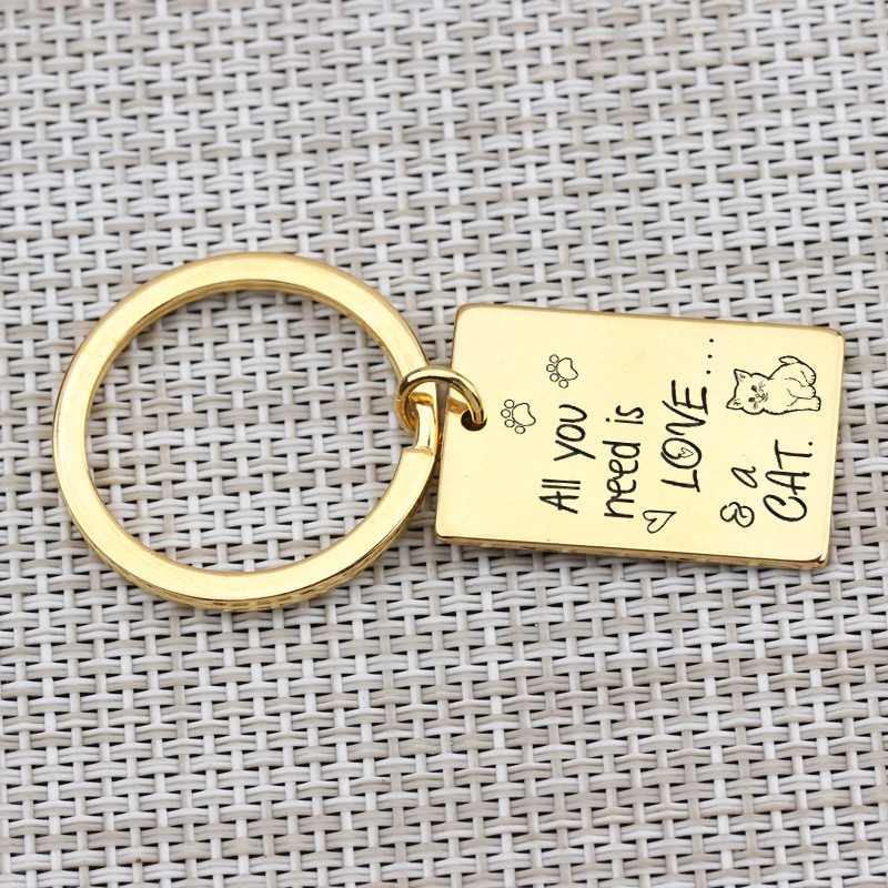 Fashion Key Chain Hand Stamped Pets Cat Lover Cute Car Keyring 3 Colors Choose For Owner Jewelry Charm Gift | Украшения и