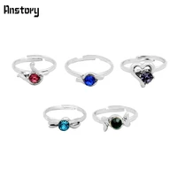40pcs children crystal rings wholesale lot assorted cute kid gift party adjustable silver plated fashion jewelry