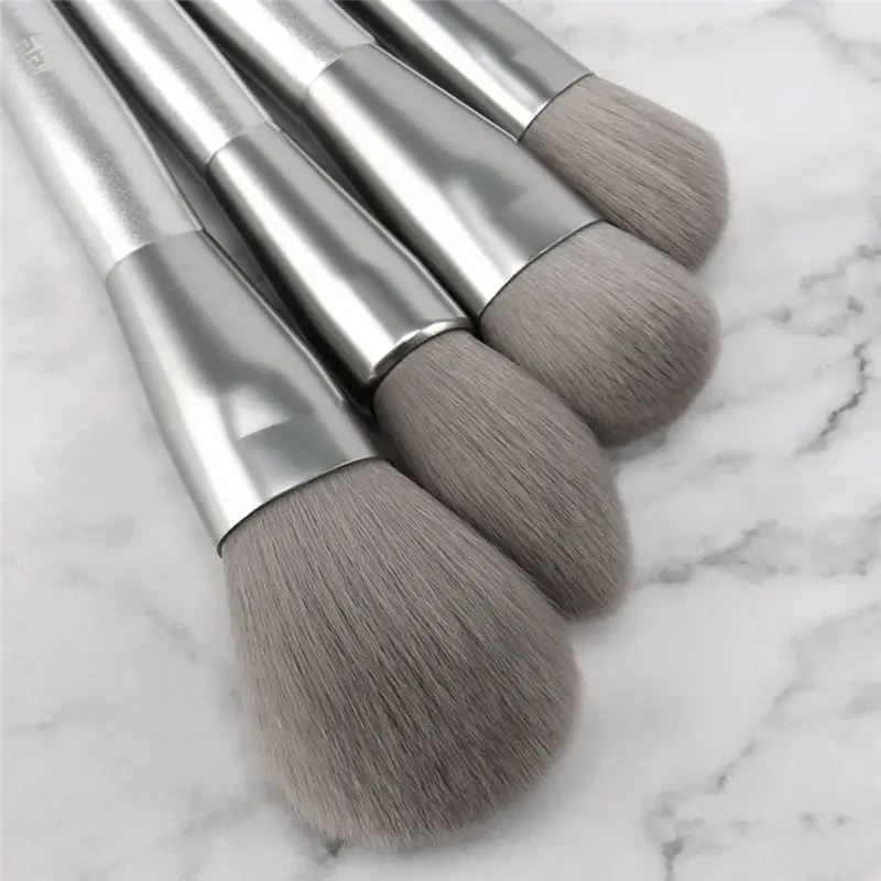 12 серебряных кистей для макияжа полный набор начинающих лунная Серебристая