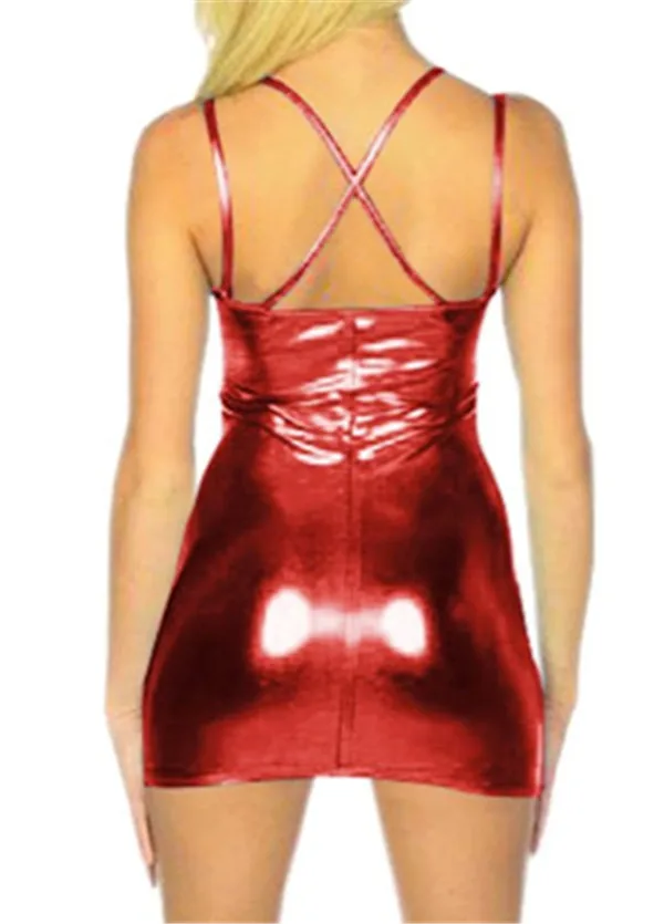 2017 винил платье черный/красный/синий Клубная одежда Искусственная кожа чулки