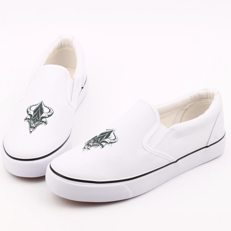 E-LOV Rock Roll Punk Style Skeleton Men Casual Loafers Shoes Graffiti Horror Skull Printed Canvas Slip On Zapatos Hombre | Обувь
