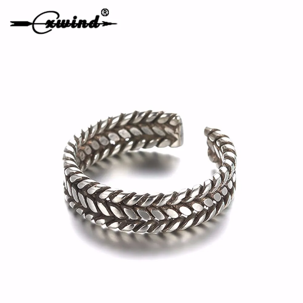 

Cxwind Antique Stackable Ring Wheat Shape Arrow Feather Finger Rings for Women Vintage Adjustable Three Row Jewelry Gift