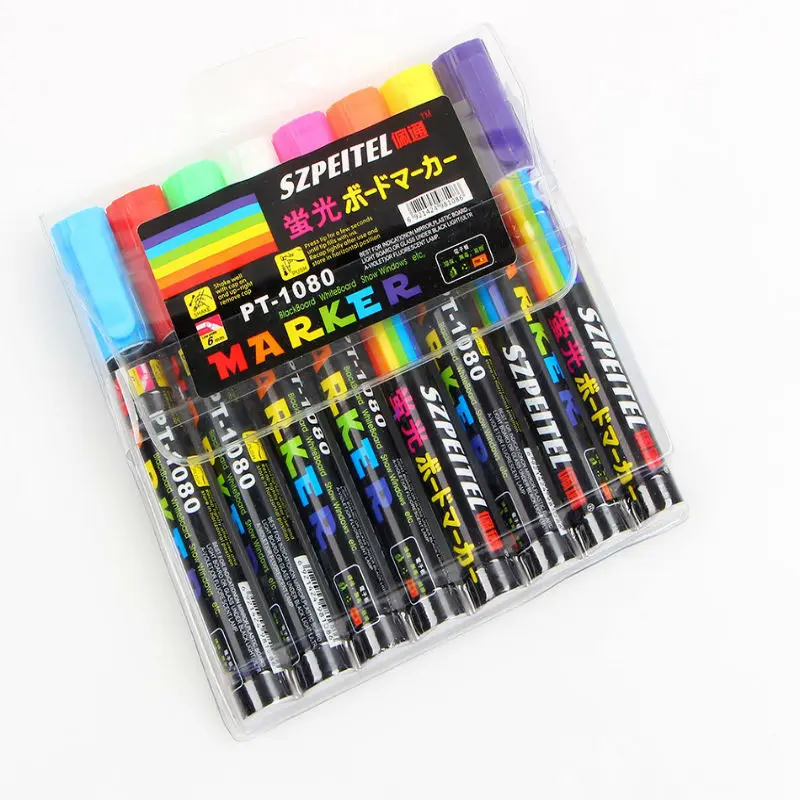 Флуоресцентная ручка со стираемым наклонным маркером 8 цветов|fluorescent pen|liquid chalk
