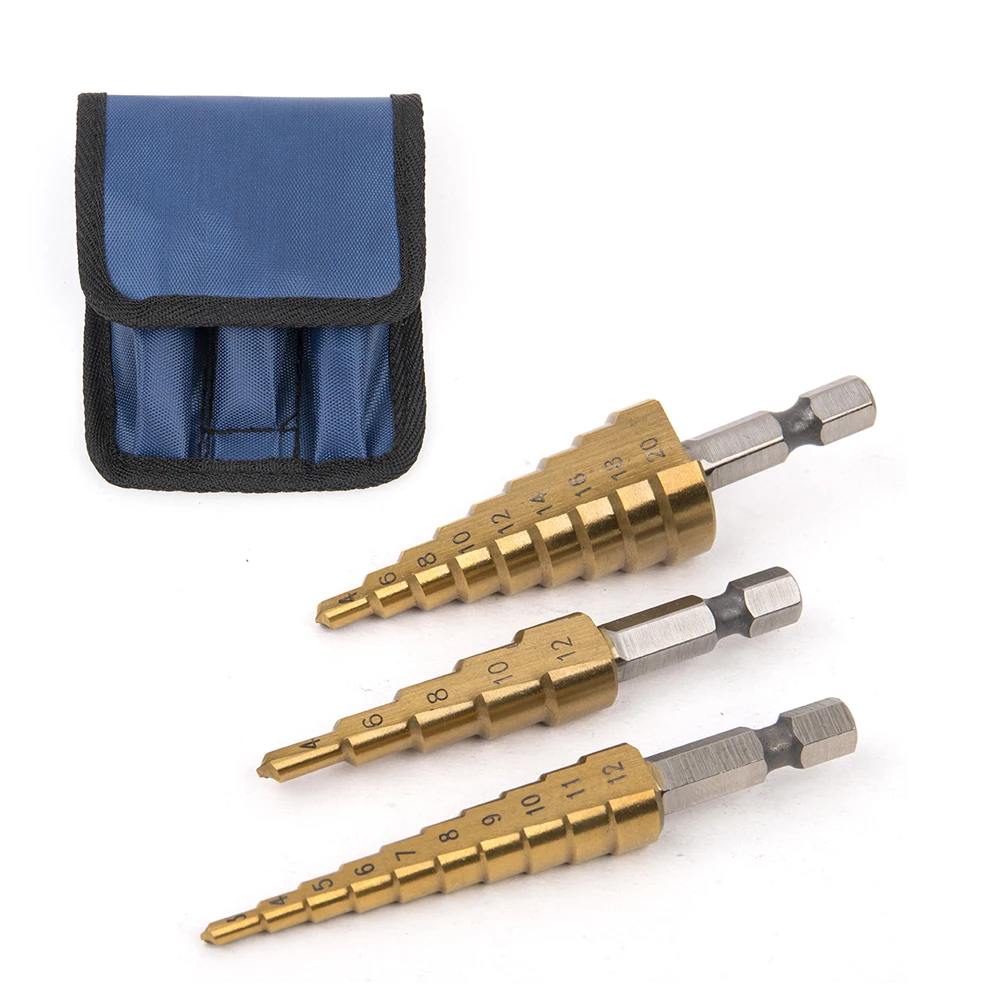 Набор титановых ступенчатых конических сверл 3 шт. ступенчатое сверло HSS