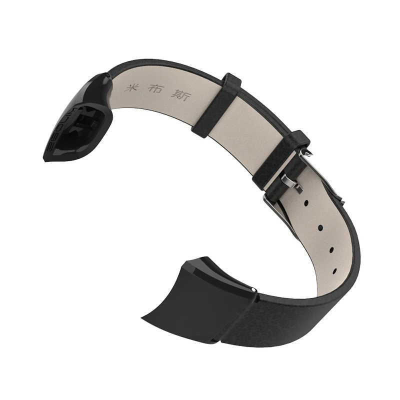 Black Mijobs ремешок из натуральной кожи для Honor Band 4 Band браслет для Huawei Honor Band 4 NFC умные часы напульсники аксессуары - Цвет: Black