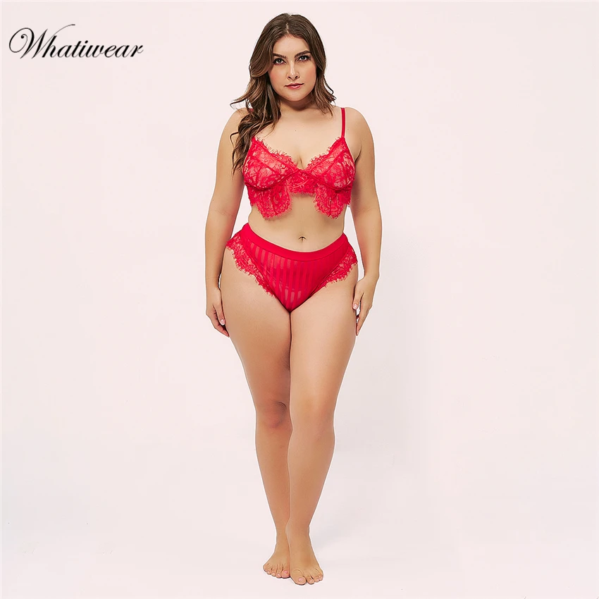 Whaitiwear, сексуальный женский комплект с бюстгальтером размера плюс, нижнее белье с вышивкой и чашечками, тонкое соблазнительное нижнее белье и трусики