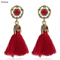 vintage bohemian handmade cotton tassel earrings for women long big ethnic fringe drop earrings set party jewelry bijoux e3087