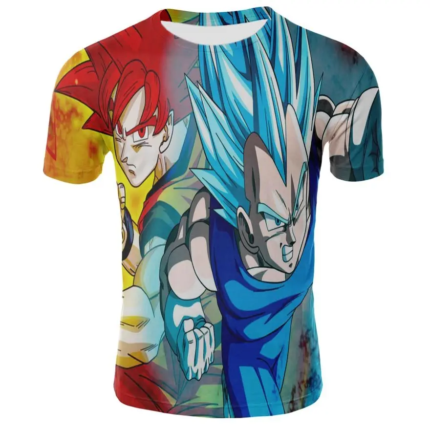 Dragon Ball Z Для мужчин летние футболки 3D печать Супер Saiyan малыш Сон Гоку черный Zamasu