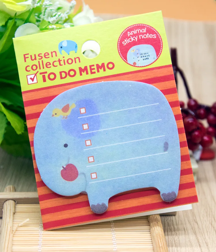 2 Pcs Elephant 2 шт/лот Мини милый каваи мультфильм животные кошка панда набор стикеров для заметок блокнот канцелярские бумажные наклейки Школьные принадлежности - Цвет: 2 Pcs Elephant