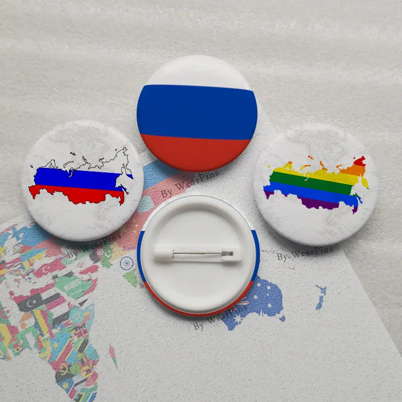 Карта флага Российской Федерации жестяные булавки ЛГБТ фотография|Броши| |