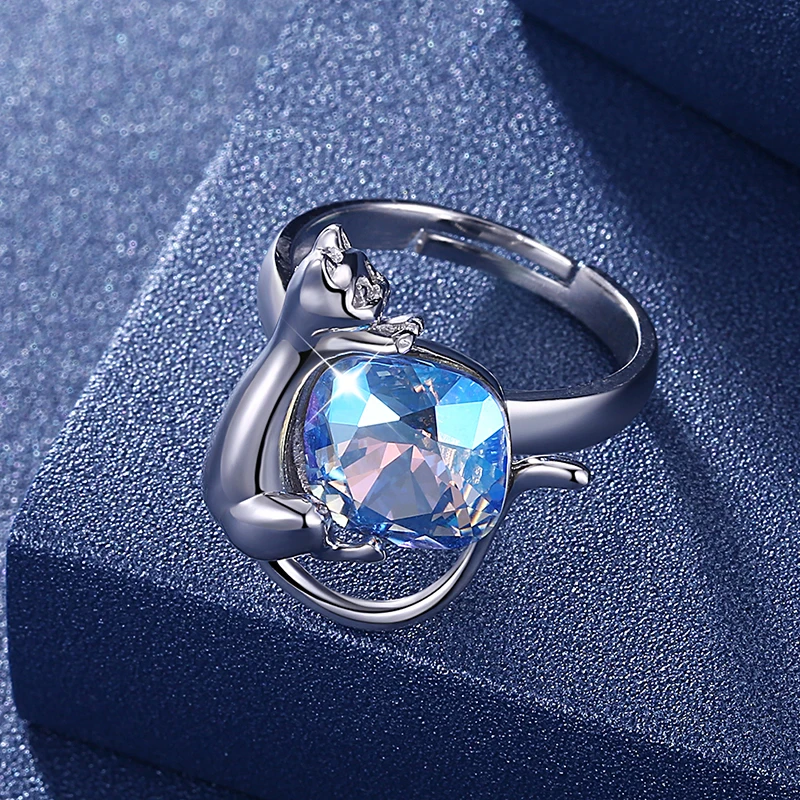 LEKANI кристаллы от Swarovski массивные открытые кольца с изменяемыми размерами
