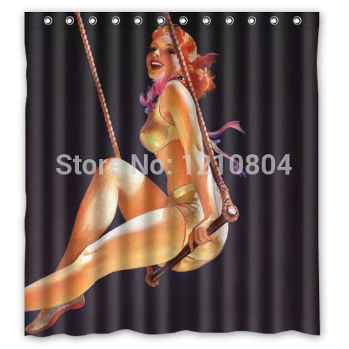 Pookoo! Pin - девушка свинг персонализированные заказ занавески для душа ванны