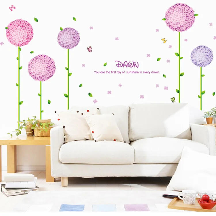DIY Летающий Одуванчик цветок бабочка настенные наклейки гостиная спальня стены