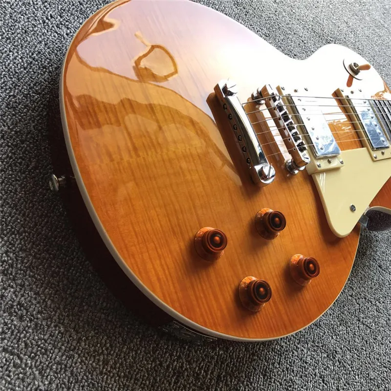 Hot sales yellow color electric guitar with rosewood fingerboard and tiger flame | Спорт и развлечения