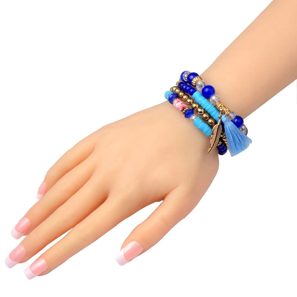 4 шт./компл. Винтажные Ювелирные изделия в богемном стиле красочный браслет с