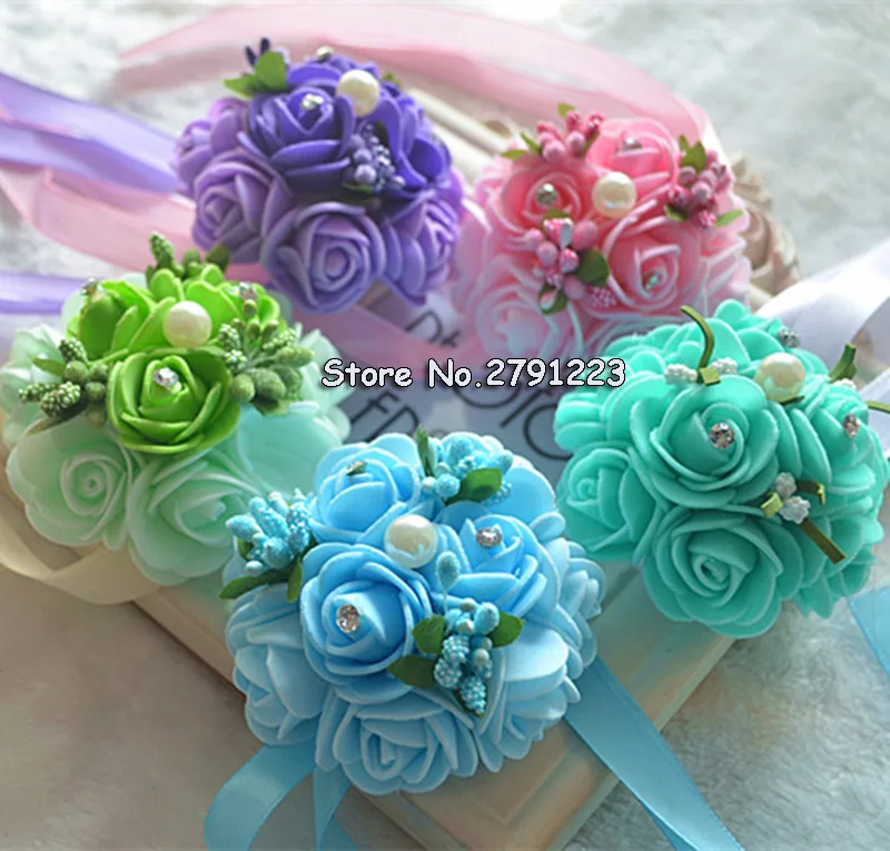 1 шт. корсаж на запястье цветы для подружки невесты выпускного