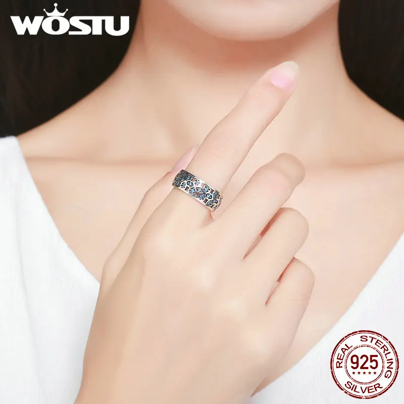 Женские кольца на палец WOSTU из 100% стерлингового серебра 925 пробы с лепестками
