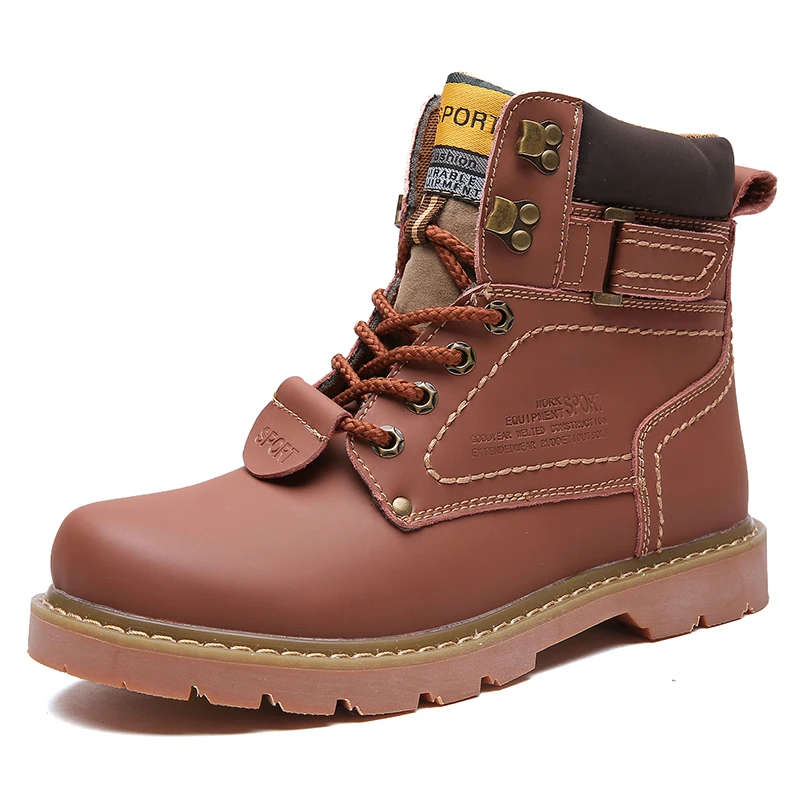 Мужские ботильоны из спилка JUNJARM черные ботинки для работы теплая зимняя обувь 2019