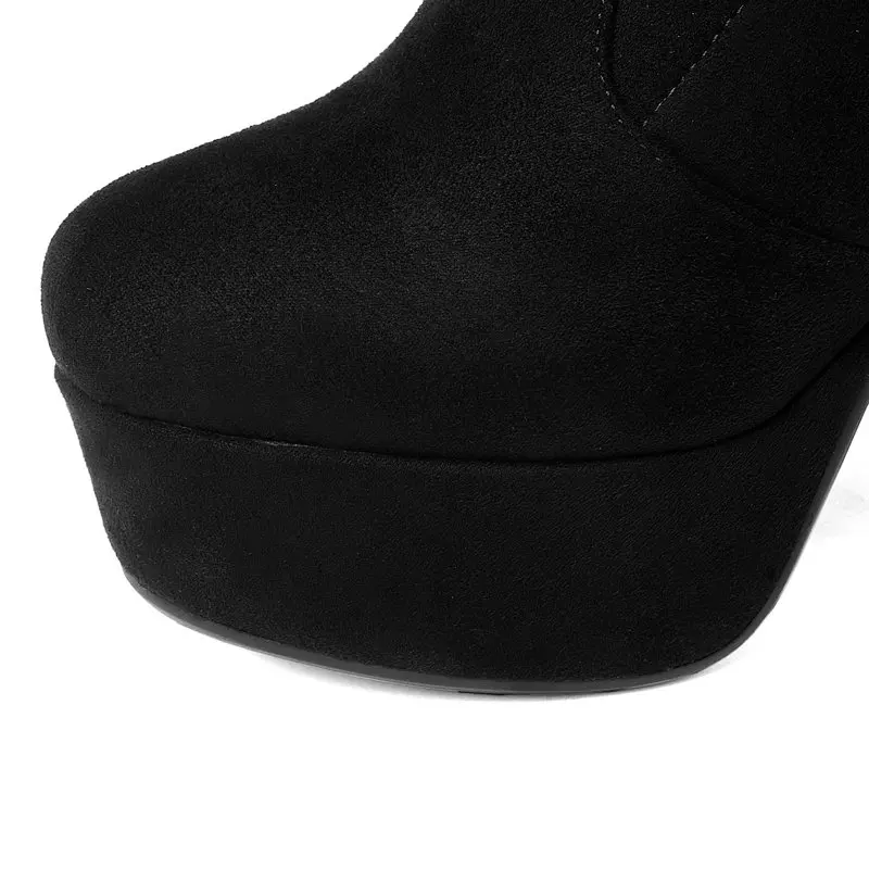 Platform Block Heel Stretch Boots Woman Fashion High Heel Suede Leather Over the Knee Boots Ladies High Heel Thigh Long Boots
