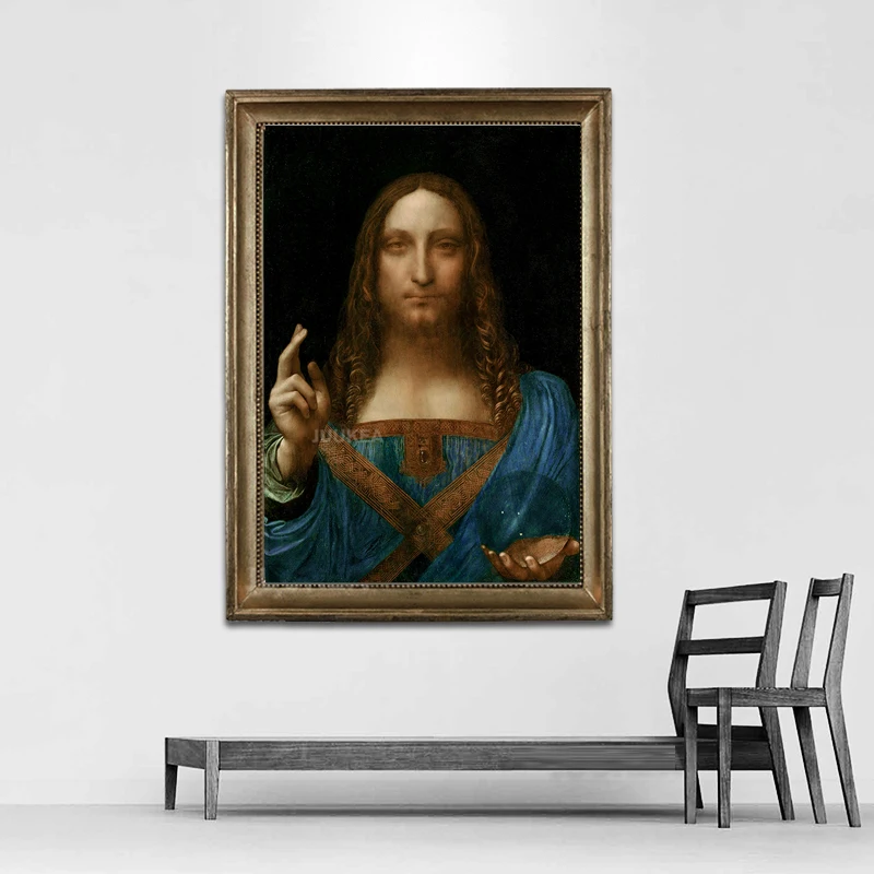 Leonardo Da Vinci Salvator Mundi классический холст художественный принт постер настенные