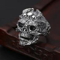 100 925 silver skull 925 sterling silver skeleton ring hyperbole hiphop jewelry man ring skull