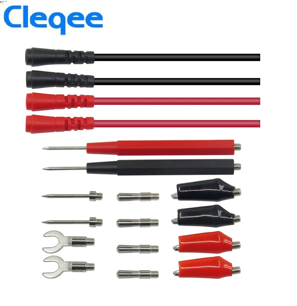 Cleqee P1500 16 in 1 Test Leads kit Replaceable wires Probes for dgital Multimeter crocodile clips U type probe | Инструменты