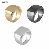 yglcj new fashion simple large seal ring fashion mens finger stainless steel mens ring jewelry size 7 12