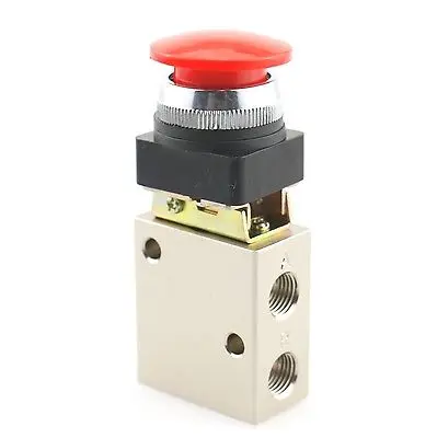 SNS JM-06A 13mm Thread 3/2 Way Red Flat Push Button Pneumatic Mechanical Valve | Connectors