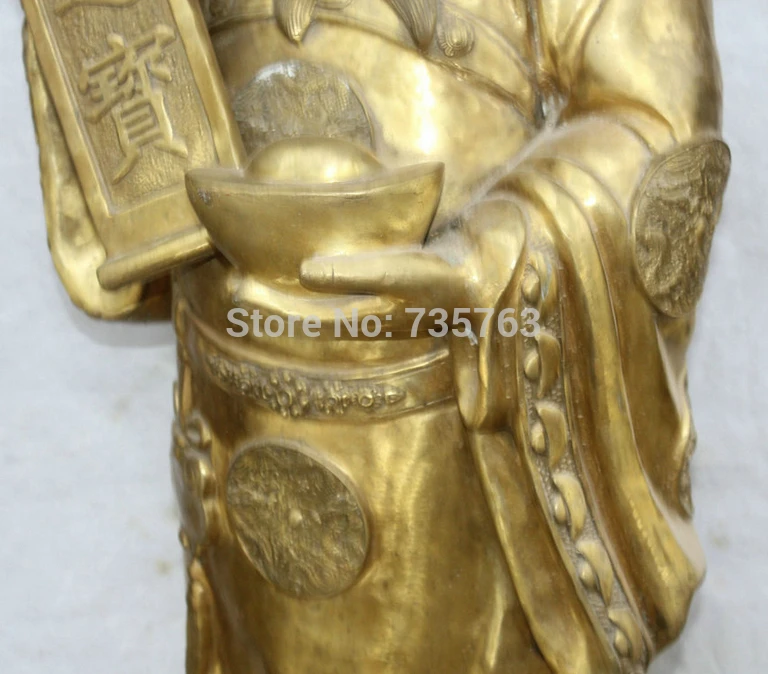 xiuli 001484 40&quot Chinese Folk Brass Stand Mammon Money Wealth God Yuan Bao Statue Sculpture | Дом и сад