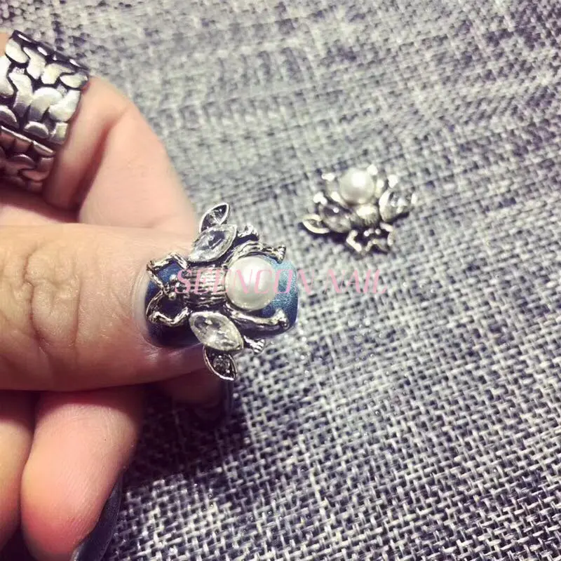 Топ уровень 10 шт./лот сплав Блестящий Жемчуг горный хрусталь украшения для ногтей