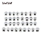 Бусины для прорезывания зубов Woel Well, силиконовые бусины с буквами на русском языке, бусины с буквами алфавита
