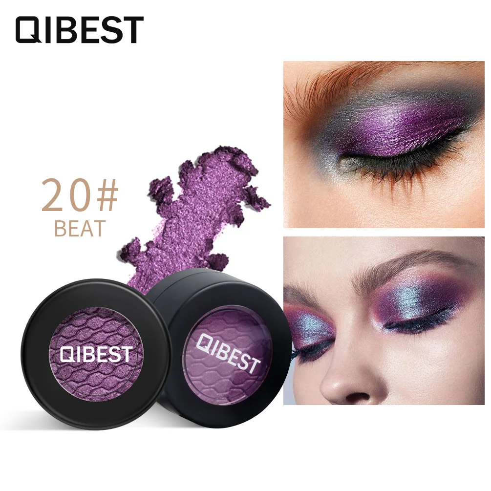 QIBEST высокосияющие пигментные тени для век макияж одноцветные блестящие Смоки
