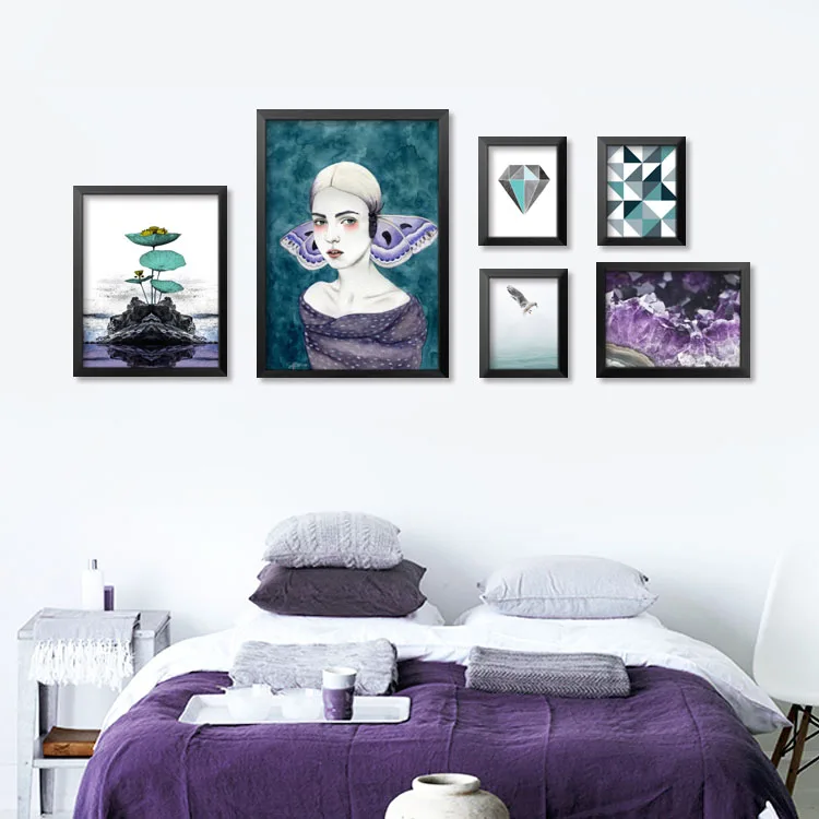 2017 Nordic мода Аннотация Цвет девушка холст Книги по искусству печати живопись