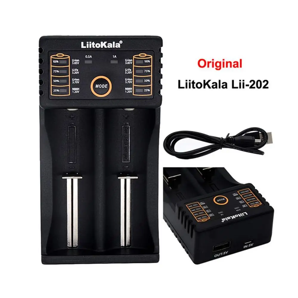 Liitokala Lii202 18650 зарядное устройство 26650 16340 14500 NiMH литий-ионный аккумулятор умное