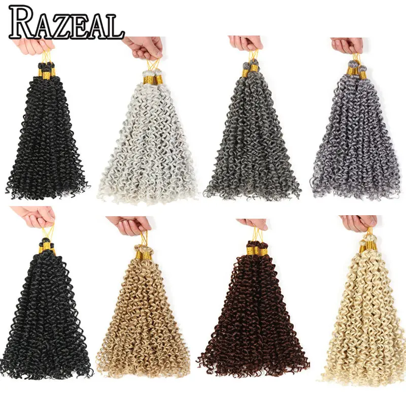 

Razeal 14" Pure color 30 Strands Curly Crochet Braids Synthetic Braiding Hair Extension High Temperature Fiber