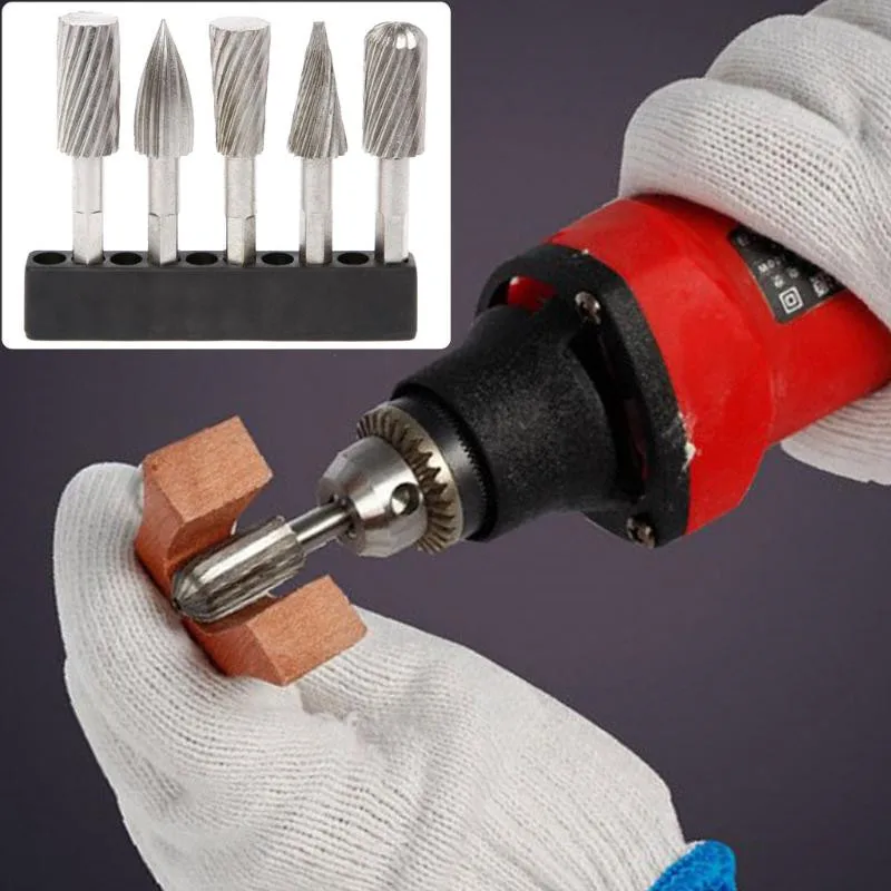 

Электрический шлифовальный станок 1/4 дюйма, 5 шт., набор вращающихся напильников из быстрорежущей стали, набор ротационных заусенцев для шли...