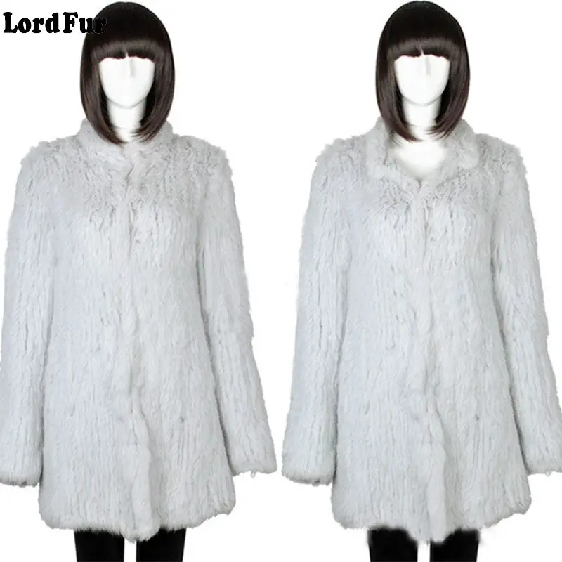 (TopFurMall) Женское пальто с натуральным кроличьим мехом Длинная зимняя женская