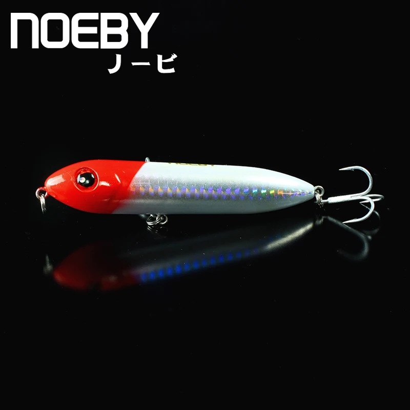 

NOEBY 1 шт. приманка для рыбной ловли 90 мм/12,5 г Лучшие водные приманки супер-карандаш приманки жесткая Приманка VMC тройные Крючки 3D дизайн Peche NBL ...
