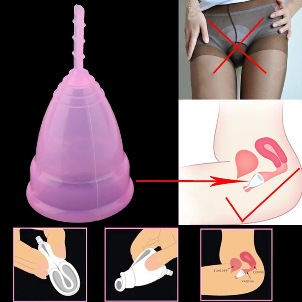 

Reusable Soft Cup Medical Grade Silicone Menstrual Cup Big Small Sizes Three Colors Women Feminine Hygiene Health Care Supplies