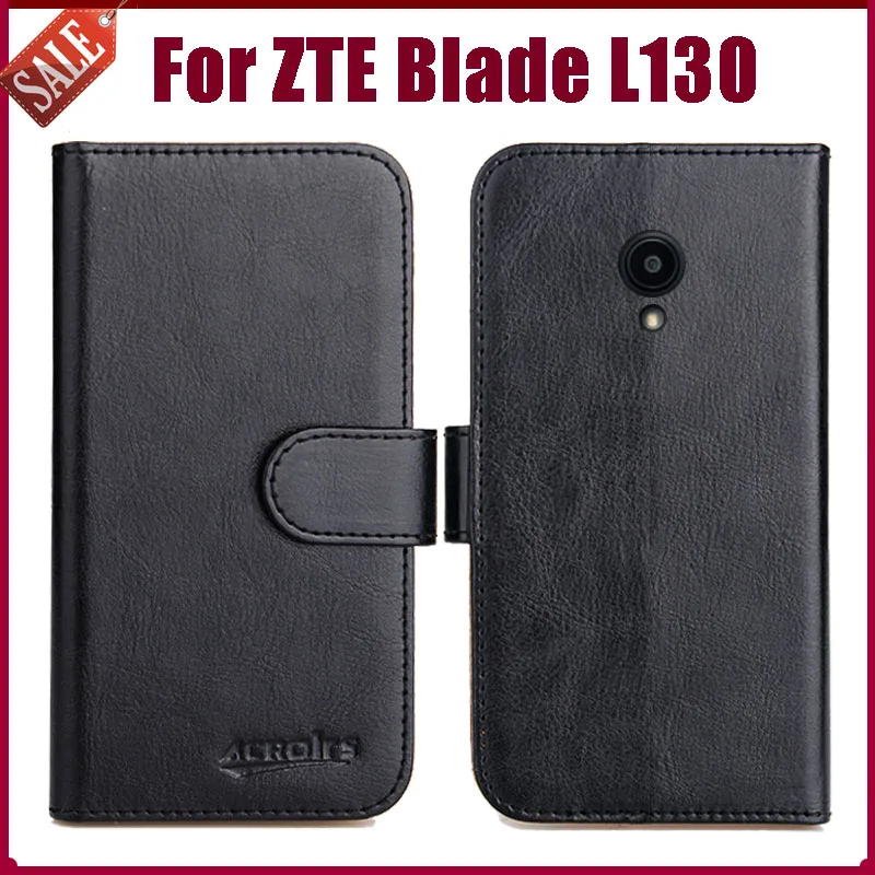 Кожаный бумажник ZTE Blade L130 чехол с откидной крышкой отделением для карт карманами