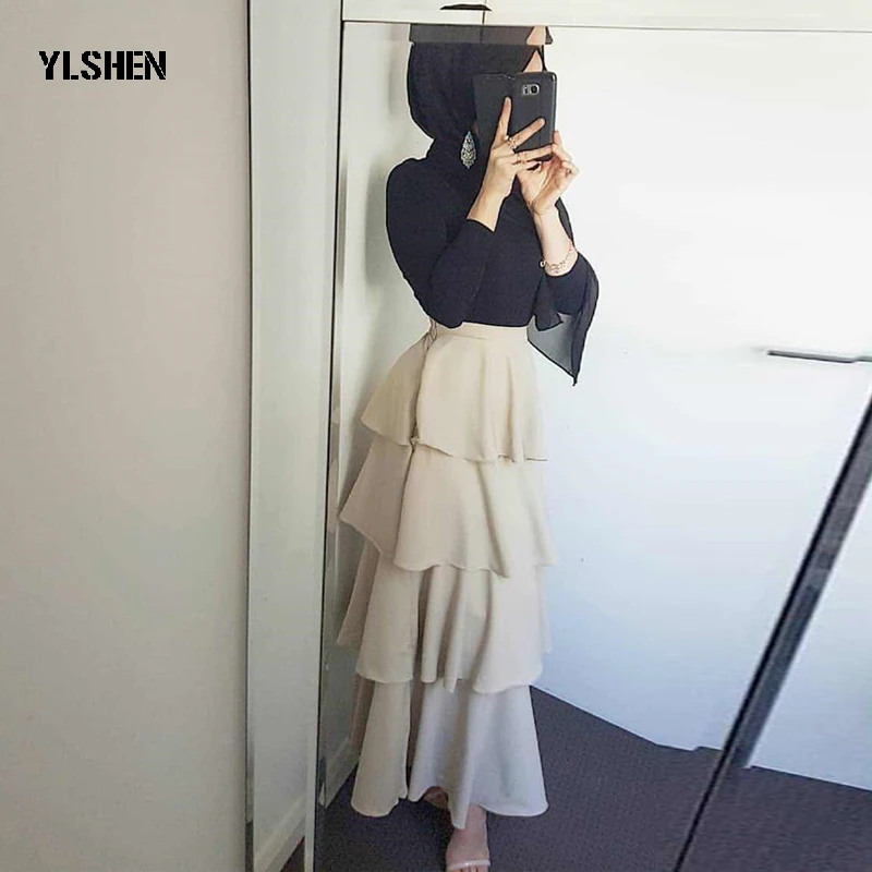 Юбки с оборками пастельные Faldas Mujer Moda 2019 длинная Турецкая юбка макси высокой
